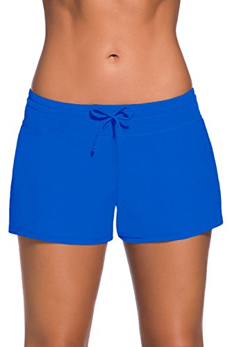Happy Sailed Women Plus Size Junior Sporty Beach Bottoms Swim Shorts Stretch Board Shorts, XXX-Large Blue