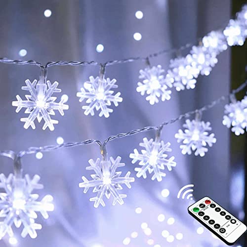 Zimati Christmas Snowflake Lights 20 ft 40 LED Battery Operated