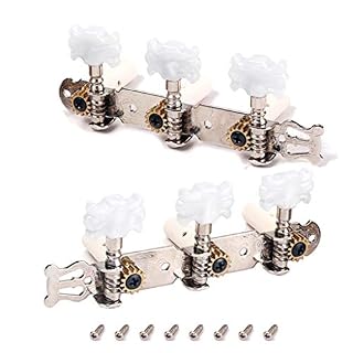 Alnicov Lot de 2 têtes de machine pour guitare classique avec vis de montage 3L 3R chrome, blanc - Les Beatles, Paul McCartney, John Lennon, RIngo Starr, George Harrison