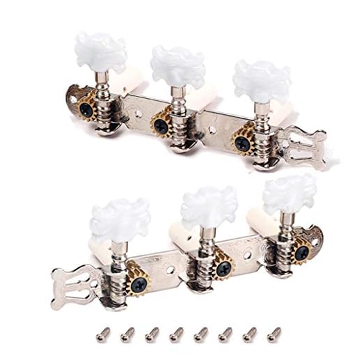 Alnicov 2 clavijas de afinación para guitarra clásica con tornillos de montaje, 3L 3R cromado, color blanco