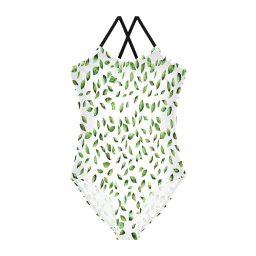 Seamless Leaf Girls One-Piece Swimsuit Beach Bathing Suit