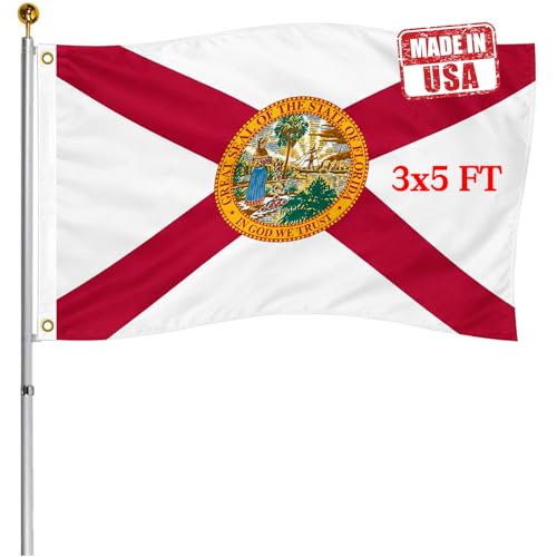 Hypoth Double Sided Florida Sates Flag 3x5 FT Outdoor- UV Fade Resistant 3Ply Florida FL Flags Canvas Header with 2 Brass Grommets Easy to Rising