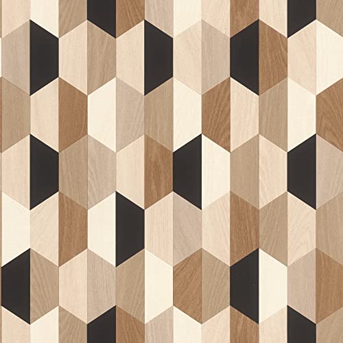 Rasch Papel pintado 466300 466300, diseño geométrico, color beige y marrón, de la colección Salsa, 10,05 m x 0,53 m