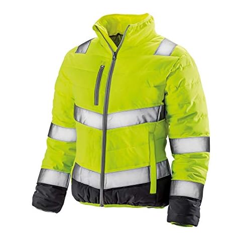 Result Safeguard R325F Women's Soft Padded Safety Jacket - Fluorescent Yellow/Grey S Blank Plain Cover