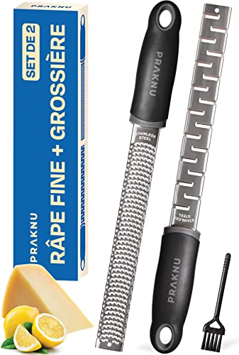 Praknu 2 Râpe à Zesteur - Fines et Grosses - Extra Tranchantes - pour Le Citron, Fromage, Ail, Gingembre, Chocolat