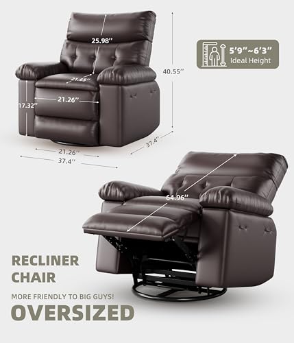 Image of GarveeHome Swivel Massage Chair, Power Rocking Recliner Chair with Vibration and Heating, Overstuffed Faux Leather Single Sofa Chair, Rocking Glider Chairs for Living Room