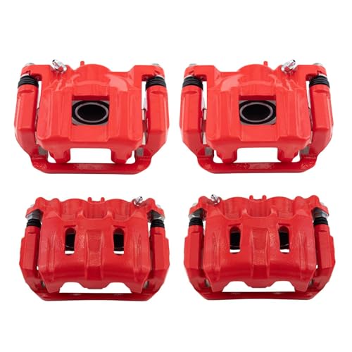 Image of TRQ Performance Front and Rear Brake Caliper Set Coated Brackets Compatible with 2011-2017 Honda Odyssey