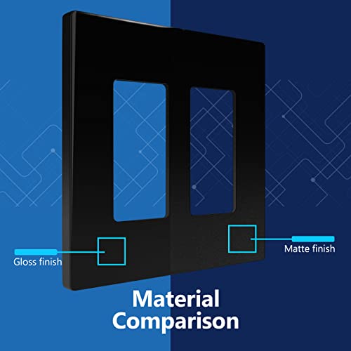 Image of LIDER Double Decorator Switch Cover, Screwless Wall Plate, Mid-Size 2-Gang 4.88 inch x 4.92 inch, LSWP-32M-BK10P, UL Listed, Thermoplastic, Matte Black, 10-Pack