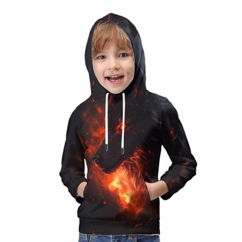 Sweat à capuche wolf pour filles pull polaire imprimé 3D avec poches enfant - 5