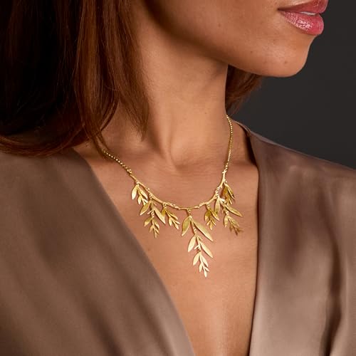 Ross-Simons Italian 18kt Gold Over Sterling Leaf Branch Necklace. 18 inches3