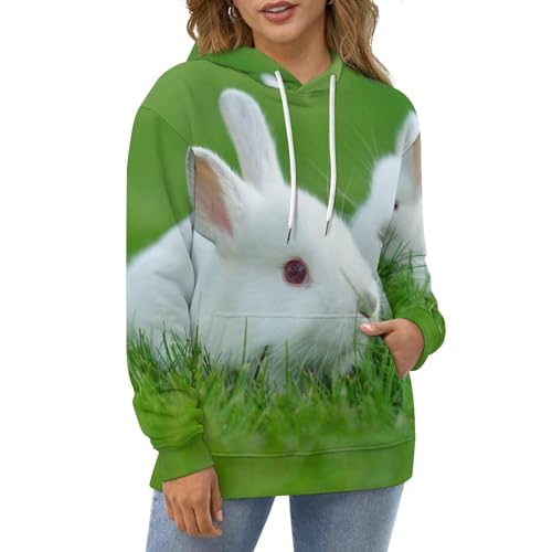 Sweat à Capuche Lapin Blanc UMENG Pull Confortable pour Vos Journées Cocooning