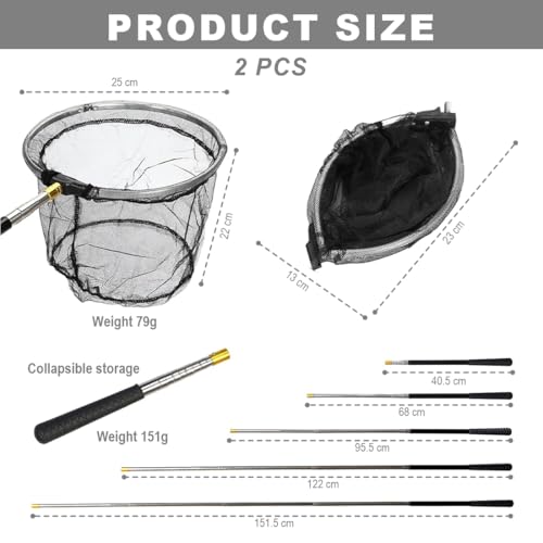 Bangbobi Schmetterlingsnetz und Fischkescher - 2er Set Teleskop Kescher aus Aluminium für Schmetterlinge, Vögel, Fische und mehr - Ausziehbar von 66 bis 172cm