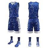 Schnell trocknende Basketball-Trikots, individuell bedruckt, Teamname, Nummer, Männer, Teenager, Uniformen, mehrfarbiges Design