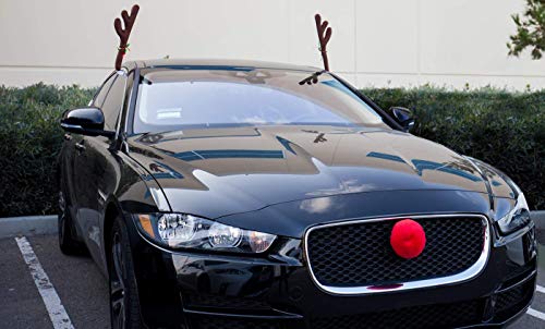 Oxgord Car Reindeer Antlers & Nose - Christmas Decorations For Car - Window Roof-Top & Grille Rudolph Reindeer Kit - Auto Holiday Accessories Decoration Kit Best For Car Suv Van Truck #TOP7