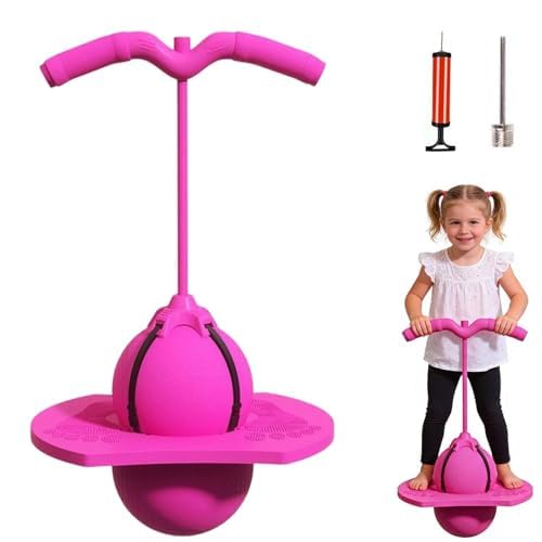 EHOTER Ballon Sauteur, Ballon D'équilibre Élastique Antidérapant, avec Poignée Pompe Gonflage, Jouet Sauteur D'extérieur Exercice D'Équilibre Planche D'adresse pour Adultes (Rose)