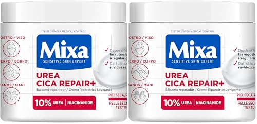 Mixa Crema Corporal Urea Cica Repair+ para pieles muy secas con 10% de [Urea + Pantenol]. Alisa, reduce la rugosidad y calma. Apta para pieles sensibles. 400 ml. (Paquete de 2)