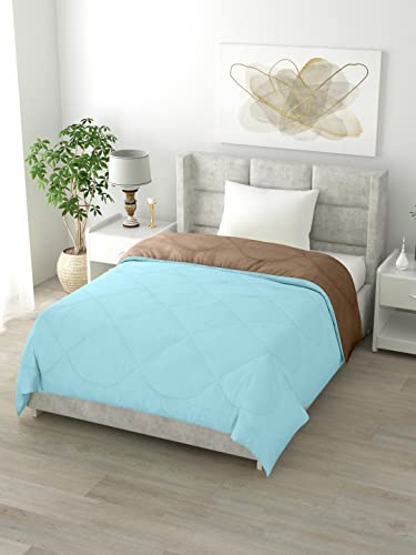 Image of Clasiko Reversible Single Bed Comforter; 60x90 Inches; 200GSM; Material - Cotton; Reversible; Color - Aqua Blue & Taupe; Pack of 1;