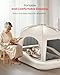 QPAU Inflatable Toddler Travel Bed with Tent, Baby Crib Tent, Portable Kids Air Mattress with Safety Bumpers, Ideal for Home, Grandma's, Camping, Traveling -Includes Fast Electric Pump (Khaki)
