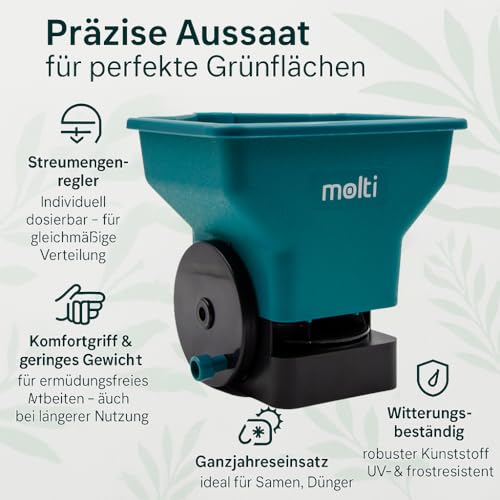 molti Rozsiewacz nasion 3L 12L 14L ręczny rozsiewacz z podwójnym drążkiem do siewu trawnika Rozsiewacz nawozów Rozsiewacz soli Rozsiewacz nasion do nawozu trawnikowego, sól drogowa nasiona trawnika (3