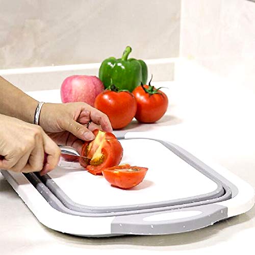Qimh Collapsible Cutting Board - Foldable Multi-Function Dish Tub - Washing And Draining Veggies Fruits Food Grade Sink Storage Basket(8.5 Quart) - New Kitchen And Camping Essentials(Knife Included) #TOP5