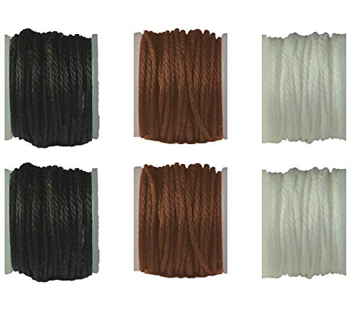 Leather, Canvas Sewing Awl Thread Refill, Replacement Threads, for Awl for All Stitching Tool – Made in USA (Thread Replacements, 3-Color / 6-Pack)