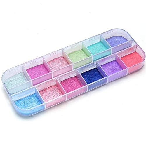SAMENTHA Nail Art Glitter Powder Für Frauen, 12 Stück Nail Art Decor Glitter Dust Powder Set DIY Acryl UV Gel Tipps… – Bild 8