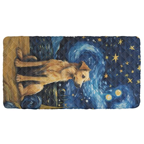 Portable Toddler Bed Sheet for Kids Golden Retriever Under The Starry Sky Travel Bed Fitted Sheet