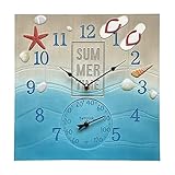Taylor Precision Products, Summertime Poly Resin Clock and Thermometer,14 Inch