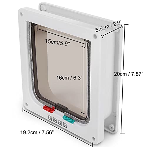 Depets Medium Cat Flap Door with 4 Way Lock (Outer Size 7.5" x 7.8"), Magnetic Pet Door Kit White, Weather-Resistant Cat Door for Cats & Doggy - Image 4