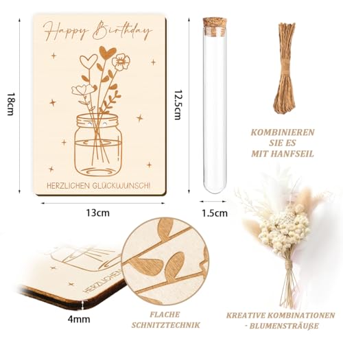 Geldgeschenke Geburtstag, Holz Geburtstagskarte Geldgeschenke Verpackung mit Happy Birthday, Geburtstagsgeschenk für Frauen Männer, Geschenke für Männer Frauen Geburtstag