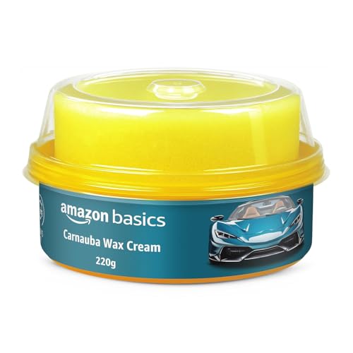 Amazon Basics – Specialty Cream Carnauba Wax for Car & Bike | 220g | High Gloss Finish | UV...