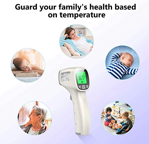 Jumper Non-Contact Infrared Thermometer, with Digital Readings in °C / °F, Fever Alert, Mute Function, Backlit LCD Screen& 20 Readings Stored - Thumbnail 6