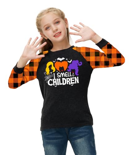 Image of Remimi Girls Thanksgiving Shirts Buffalo Plaid Raglan Tee Cute Turkey Holiday Party Long Sleeve Tshirt 5-14 Years