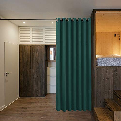 Image of NICETOWN Noise Reducing Room Dividers Curtains Screens Partitions, Full-Length Grommet Top Room Screen Divider Curtain Panel for Space Solution (Hunter Green, Single Pack, 15ft Wide x 8ft Long)