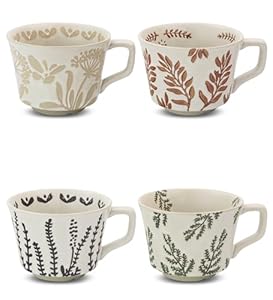 Linvia Keramik Tassen Set, 4er-Set Floral