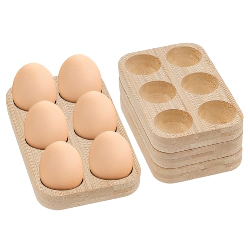 GOMAKERER 4Pcs porte Œuf en Bois Plateau à Œufs en Bois 148x94x20mm pour Conserver les Œufs de Poule Frais Idéal pour la Cuisine le Réfrigérateur Ou la Table