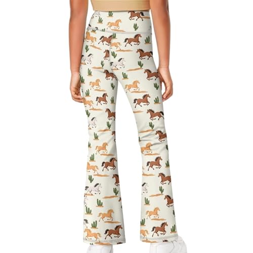Horse Girls Flare Leggings Casual Bootcut Yoga Pants for Kids High Waisted Bell Bottoms for Summer Spring4