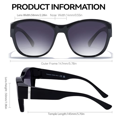 LVIOE Polarized Fit Over Glasses Sunglasses for Women Trendy Over Glasses Sun Glasses with UV400 Protection LS85114