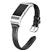 bayite Bands Compatible Fitbit Charge 2, Slim Genuine Leather Band Replacement Accessories Strap Charge2 Women Men, Black Small