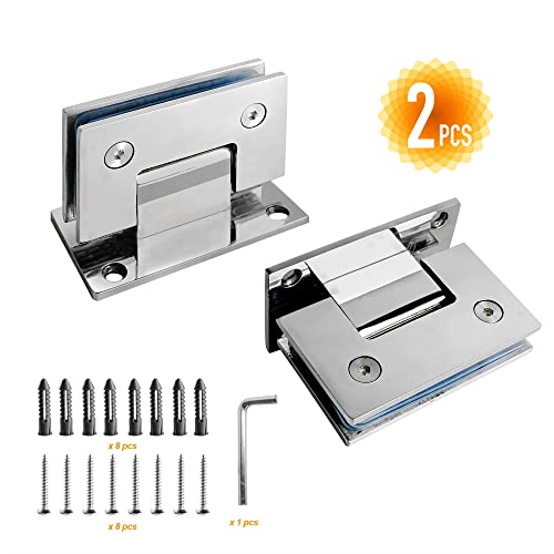 2 Pcs Frameless Glass Shower Door Hinges, 90 Degree Glass Door Hinges, Heavy Duty 304 Stainless Steel Glass To Wall Hinge, Mirror Polishing For 8-12Mm #TOP6