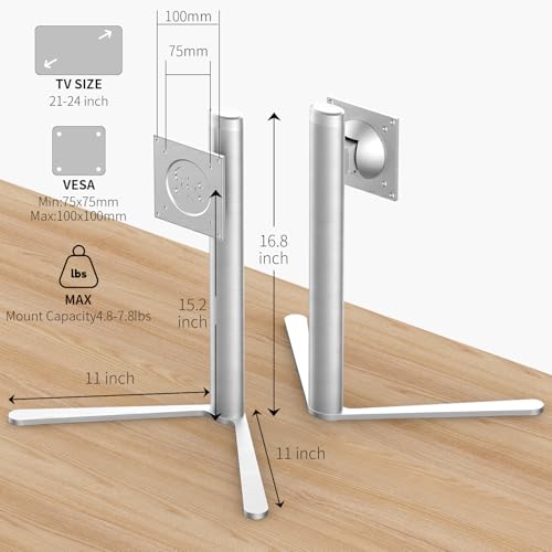 Image of Aluminum Monitor Stand with Spring-Adjustable Height, Vesa Mount with Full Tilt, Swivel & Rotation, Only for 4.8-7.8LB Monitor Weight Range