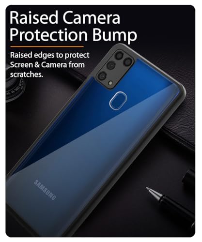 Image of WOW IMAGINE Shockproof Hybrid Back Cover for Samsung Galaxy M31 | F41 | M31 Prime | Hard Slim fit Back Case | PC & TPU | Clear Transparent Case - Black