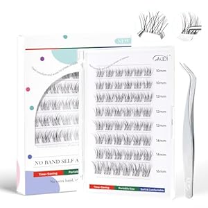 GAQQI Self Adhesive Eyelashes Clusters, No Glue Lash Clusters 10-16mm Wispy & Natural Cluster Lashes, No Band Press On Lashes, More Comfortable & Stronger Hold (Laceï¼
