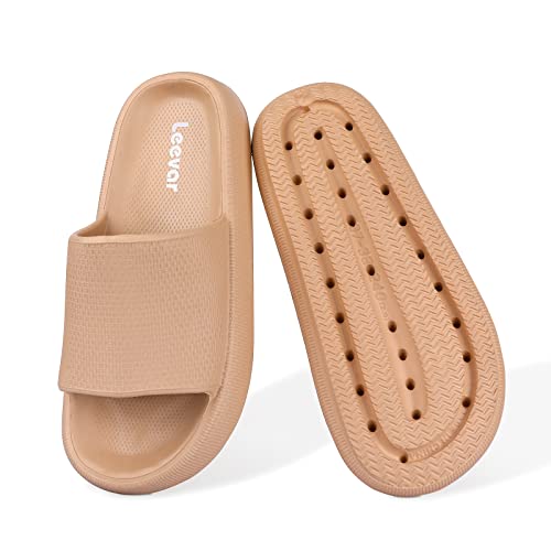 Leevar Hausschuhe für Damen Herren, Wolkenschuhe Dicke Plattform Sommer Strand Eva Weiche Sohle Slide Sandalen, Dusche S...