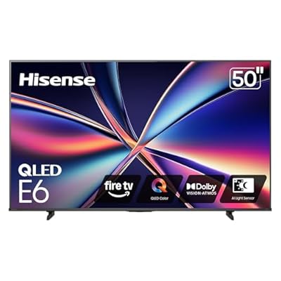 Hisense 50" E6 Cinema Series QLED 4K UHD Smart Fire TV (50E6QF, 2025 Model) - QLED, AI Light Sensor, Dolby Vision · Atmos, Voice Remote with Alexa, Motion Rate 120, HDR 10+ Adaptive, Game Mode Plus