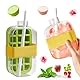 2 PCS Eiswürfel Flasche,Ice Cube Bottle,Eiswürfelbehälter Mit Deckel Und Behälter,Eiswürfelflasche Mit Deckel, 2 In 1 Ice Cube Tray, Water Bottle with Lid and Container (Rosa 500ml+Grün 800ml)