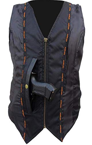 A&H Apparel Women Motorcycle Biker Classic Vest Genuine Cowhide Leather Vest With Gun Pocket (Large) #TOP2