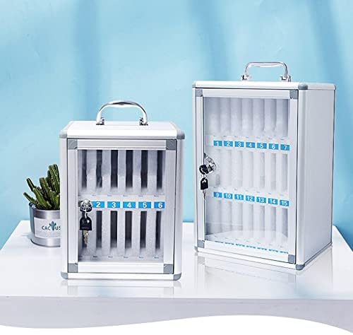 Portable Aluminum Alloy Storage Cabinet for Phones - Key Lock Locker Box with Handles & Handwritten Tags - Ideal for Classroom, Office, Gym Organization