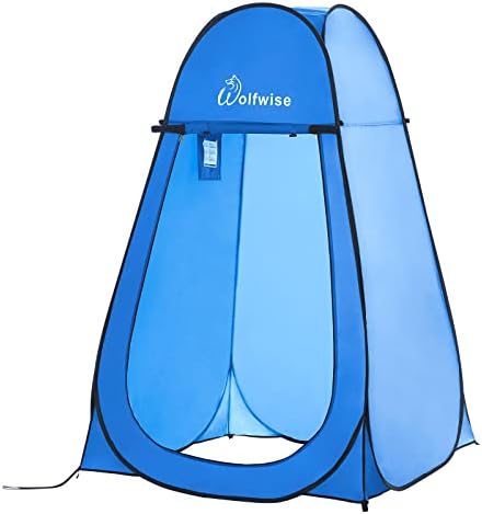 WolfWise Portable Pop Up Privacy Shower Tent Spacious Changing Room for Camping Hiking Beach Toilet Shower Bathroom Blue