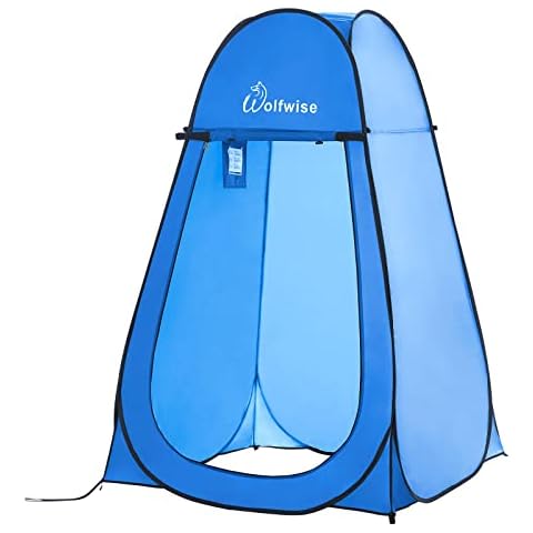 WolfWise Portable Pop Up Privacy Shower Tent Spacious Changing Room for Camping Hiking Beach Toilet Shower Bathroom Blue Cover